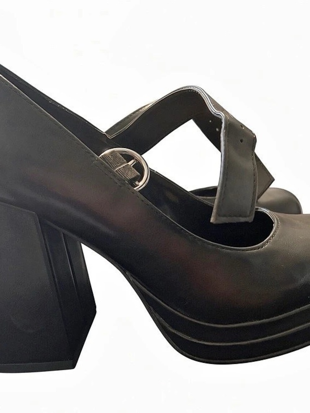 Steve Madden Mural Black Leather Mary Jane Heels